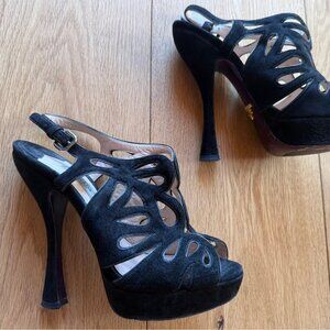 Beautiful and rare Prada suede cut-out heels!  36